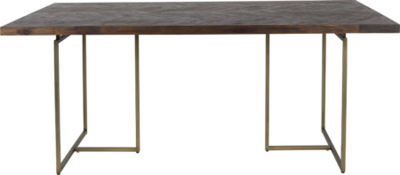 Spisebord Dutchbone Class - akaciefiner sildebensbordplade, stålstel, mørk natur, 220Ã90 cm